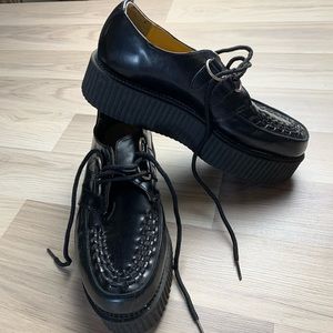 TUK Black Creeper Platform Shoes Unisex